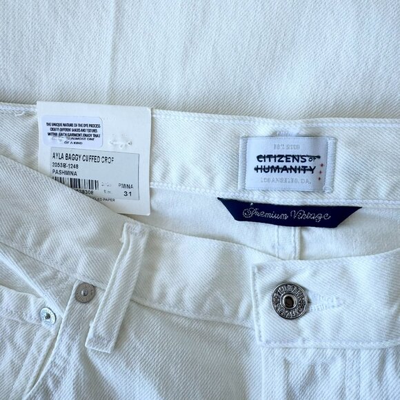 NWT Citizens of Humanity Ayla Baggy Cuffed Wide Leg Jeans Pashmina White 31 - Picture 9 of 11